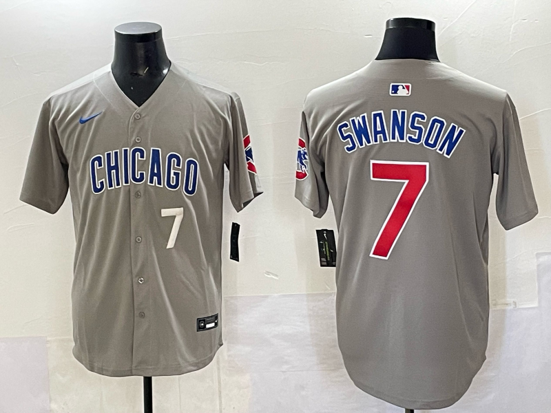 Men Chicago Cubs #7 Swanson grey Nike MLB 2025 jersey 0013->chicago cubs->MLB Jersey